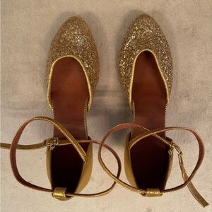 Gold Glitter Ballroom Dance Shoes